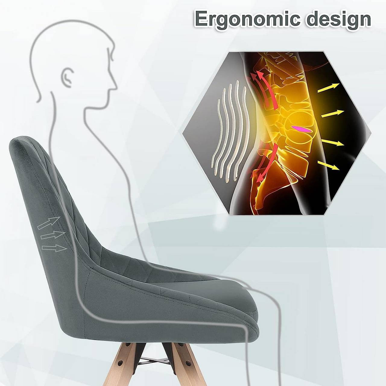 24goodz Velvet Dining Chair - 360-Degree Swivel - Ergonomic Comfort - Velvet + Beech Wood - Dark Grey - dgr