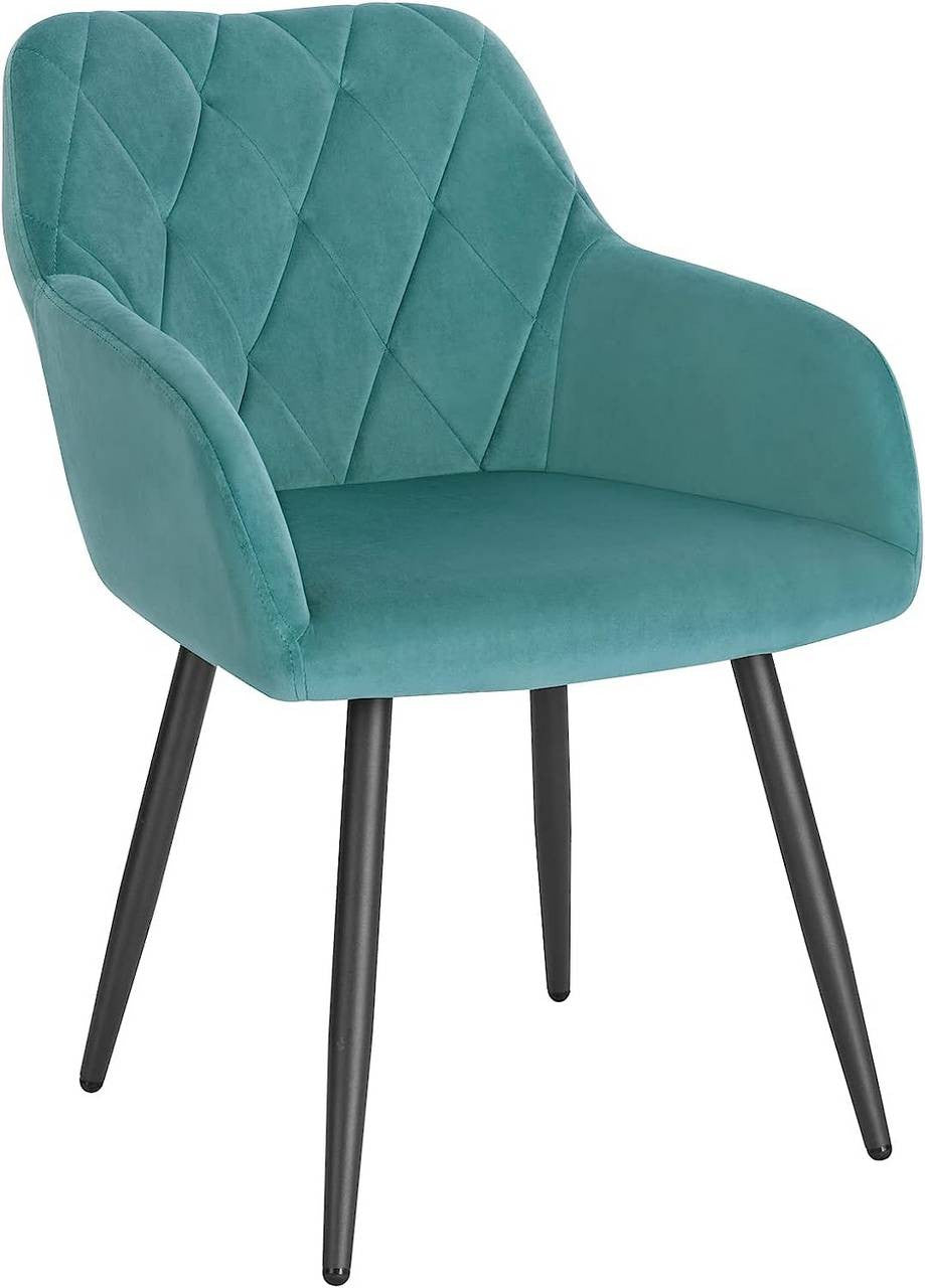 24goodz Velvet Dining Chair with Armrests - Ergonomic Comfort - Sturdy Metal Frame - Velvet - For Dining and Living Rooms - Grey