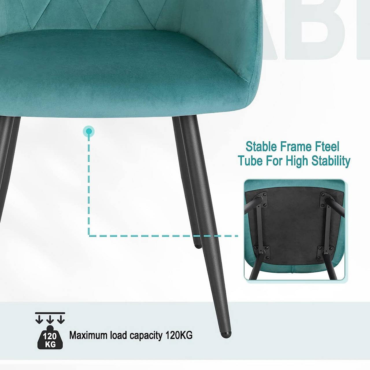 24goodz Velvet Dining Chair Set of 6 - Ergonomic Comfort - Versatile Design - Velvet and Metal - Grey - ts