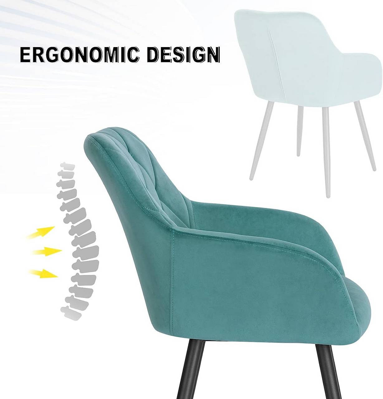 24goodz Velvet Dining Chair Set of 4 - Ergonomic Comfort - Versatile Design - Velvet + Metal - Grey - ts