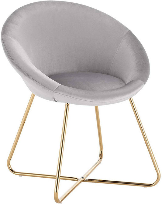24goodz Velvet Dining Chair - Ergonomic Comfort - Sturdy Metal Frame - Velvet - For Home Use - Light Grey - hgr