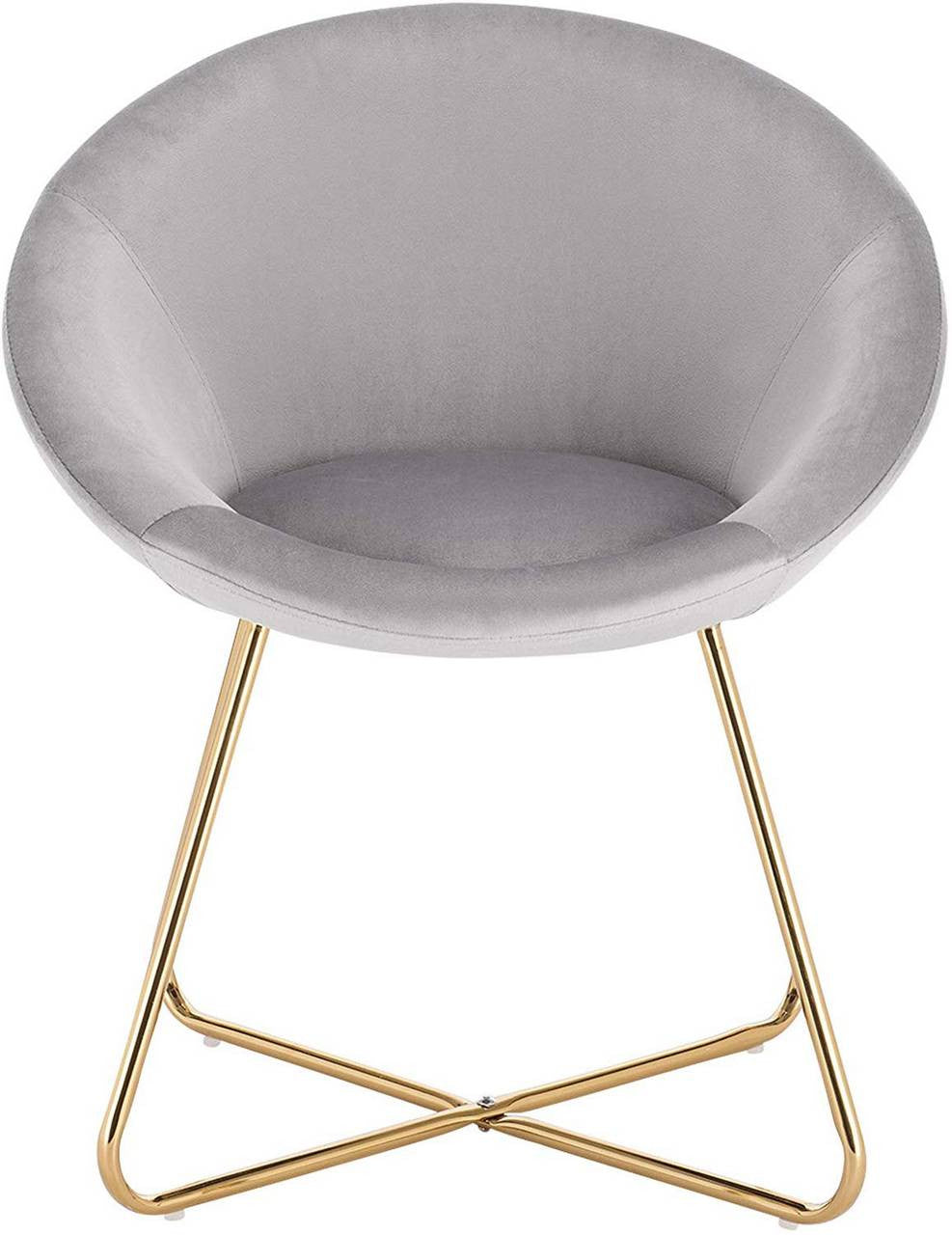 24goodz Velvet Dining Chair - Ergonomic Comfort - Sturdy Metal Frame - Velvet - For Home Use - Light Grey - hgr