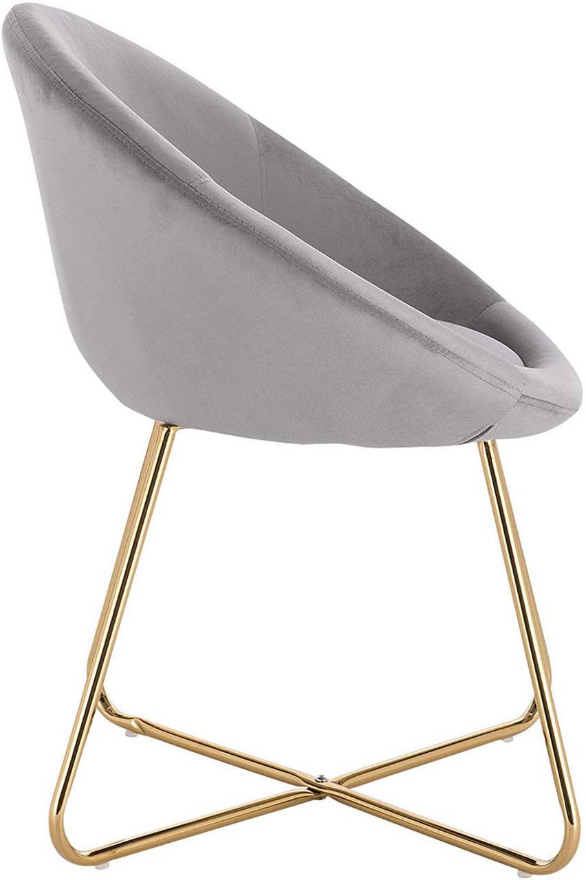 24goodz Velvet Dining Chair - Ergonomic Comfort - Sturdy Metal Frame - Velvet - For Home Use - Light Grey - hgr