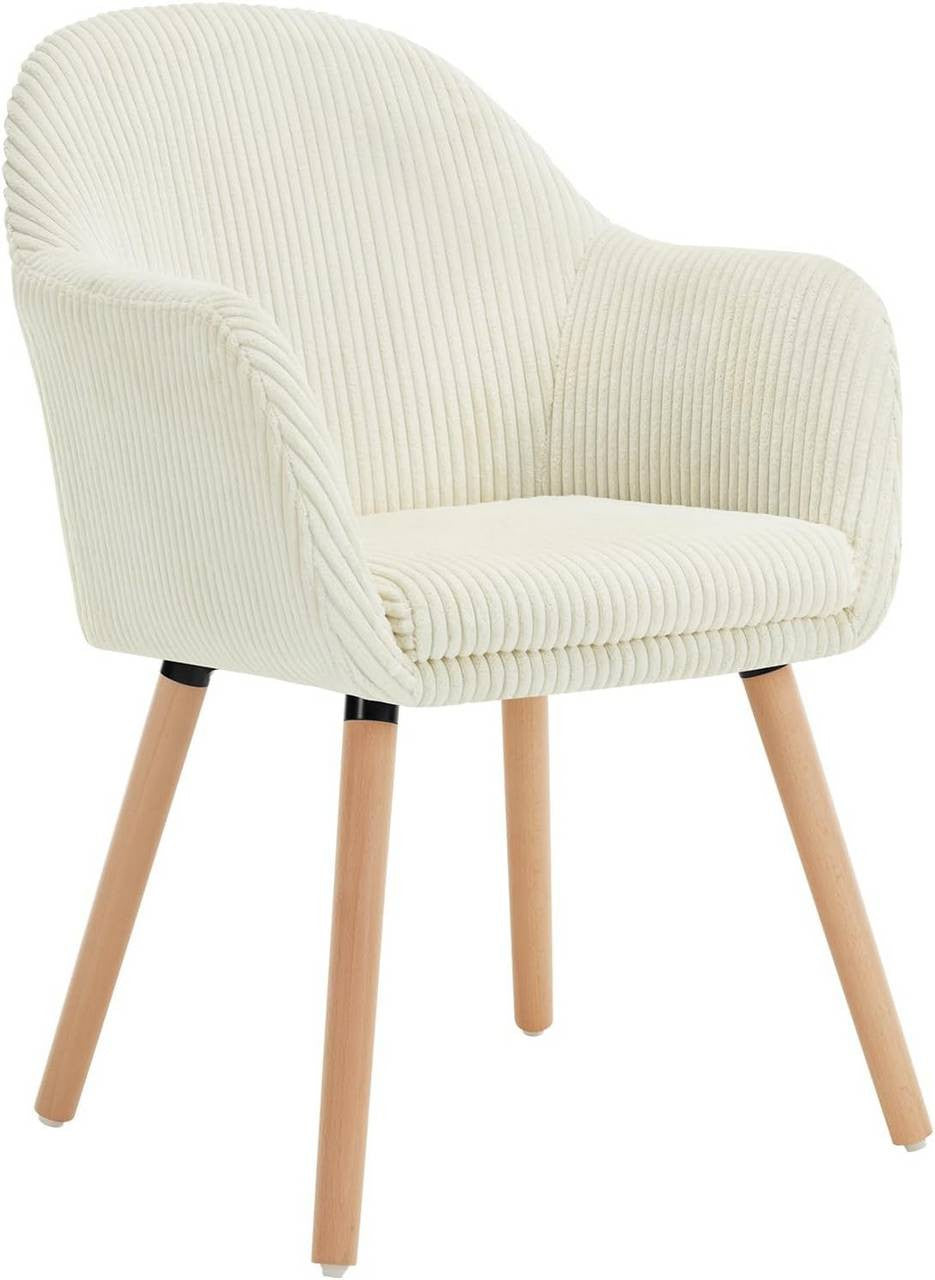 24goodz Upholstered Dining Chair - High Comfort - Robust & Stable - Corduroy - Beige