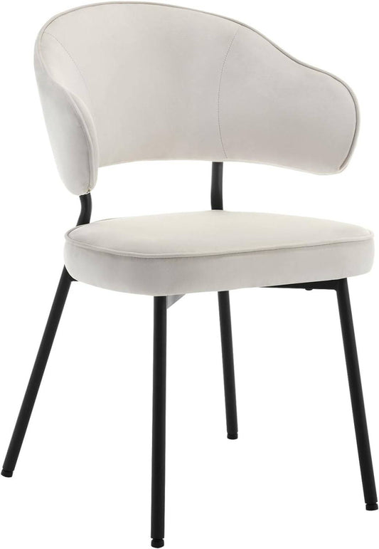 24goodz Velvet Dining Chair - Ergonomic Design - Robust Metal Frame - Velvet - For Every Room - Cream