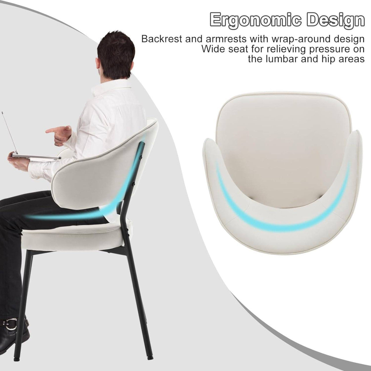 24goodz Velvet Dining Chair Set - Ergonomic Comfort - Robust Metal Frame - Velvet - For Every Room - Cream