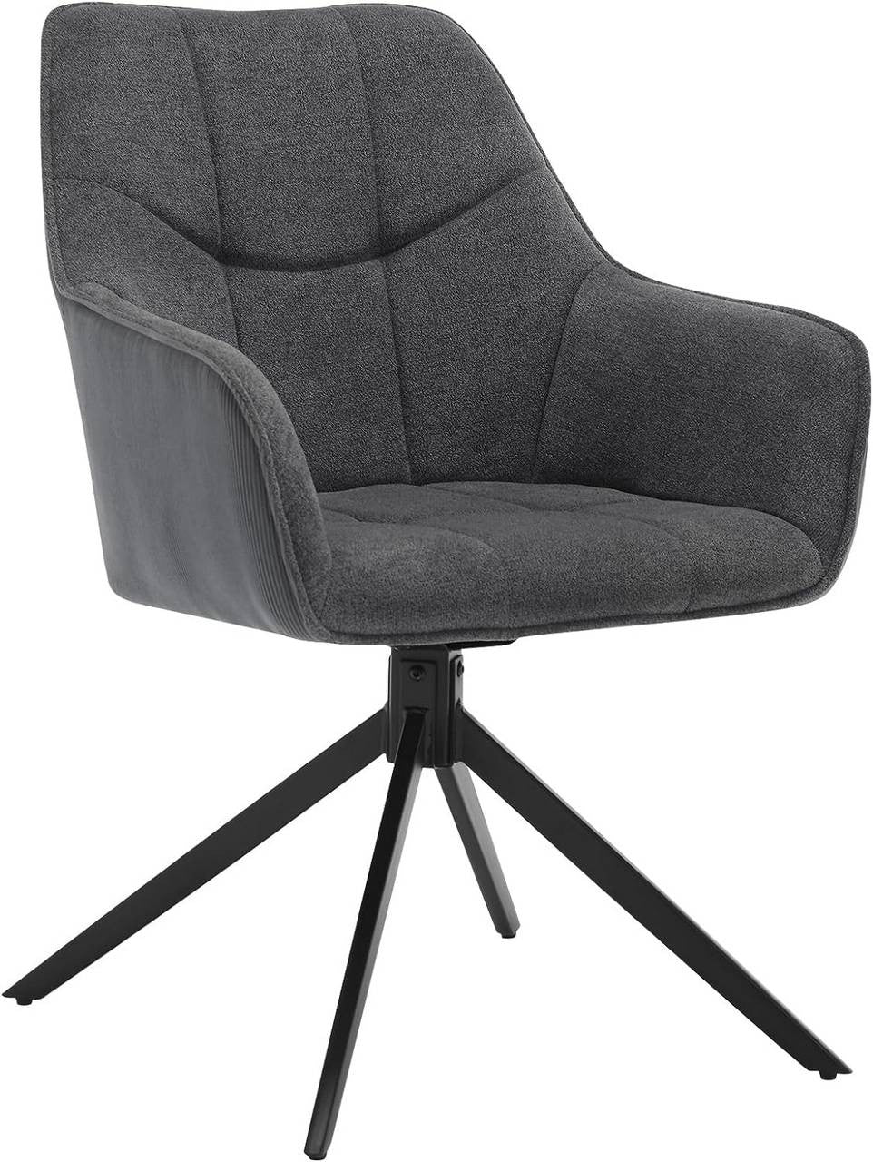 24goodz Swivel Dining Chair - 360° Rotatable - Ergonomic Comfort - Chenille & Cord - Dark Grey