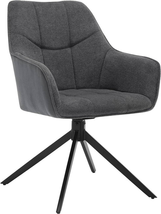 24goodz Swivel Dining Chair - 360° Rotatable - Ergonomic Comfort - Chenille & Cord - Dark Grey