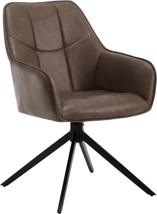 24goodz Swivel Dining Chair - Ergonomic Comfort - Versatile Use - Vintage Faux Leather - Brown
