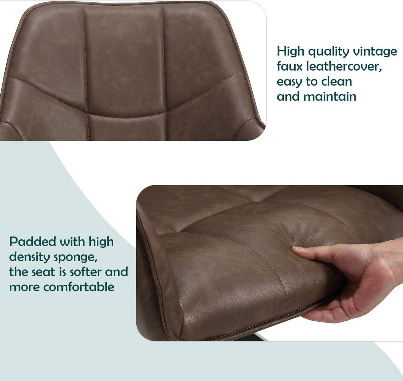 24goodz Swivel Dining Chair - Ergonomic Comfort - Versatile Use - Vintage Faux Leather - Brown