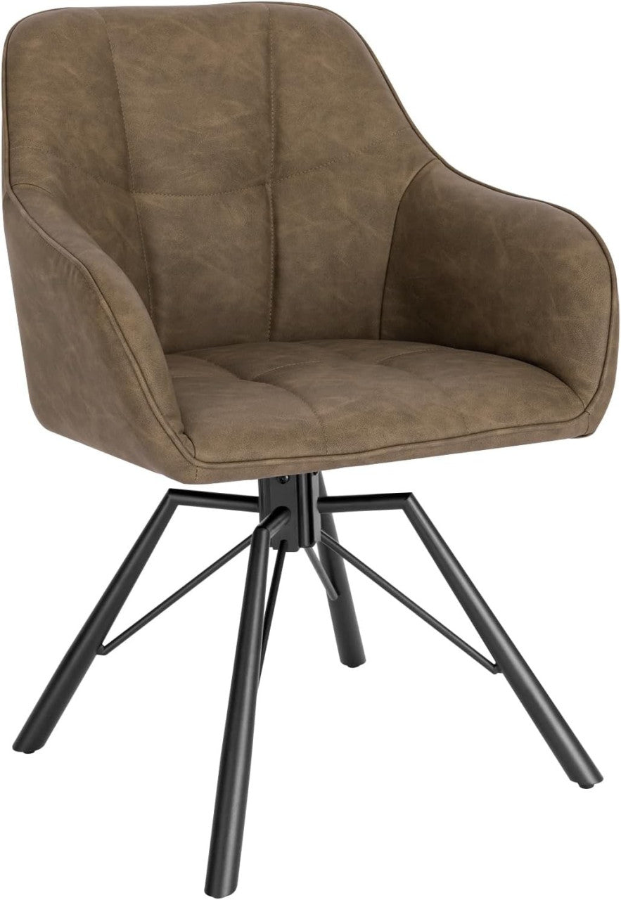 24goodz Swivel Dining Chair - 360° Rotatable - Ergonomic Comfort - Vintage Leather - For Home Use - Light Brown
