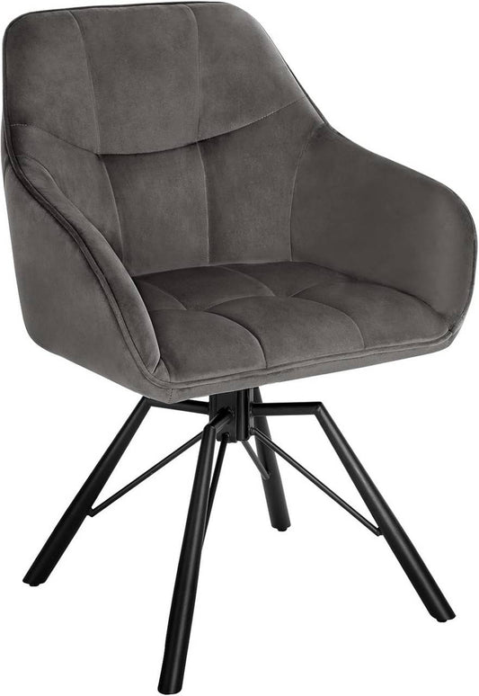 24goodz Swivel Dining Chair - 360° Rotatable - Ergonomic Design - Velvet - For Home Use - Dark Grey