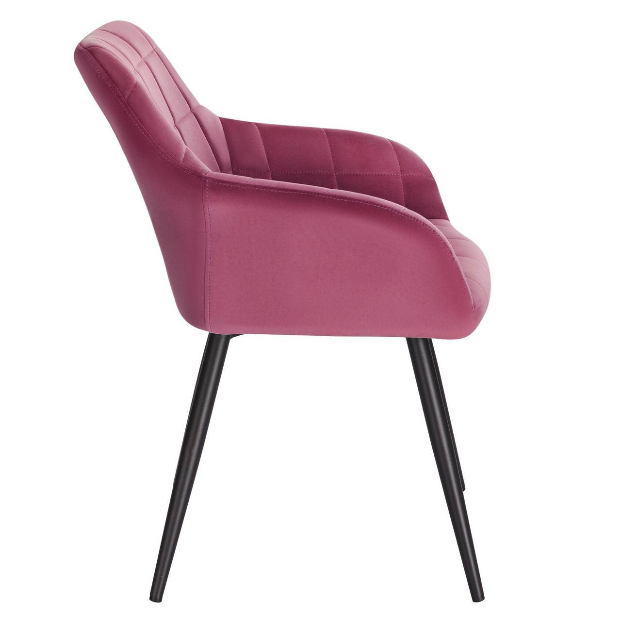 24goodz Set of 4 Dining Chairs with Armrests - High Comfort Design - Durable Velvet Upholstery - Velvet + Metal - Burgundy - bd