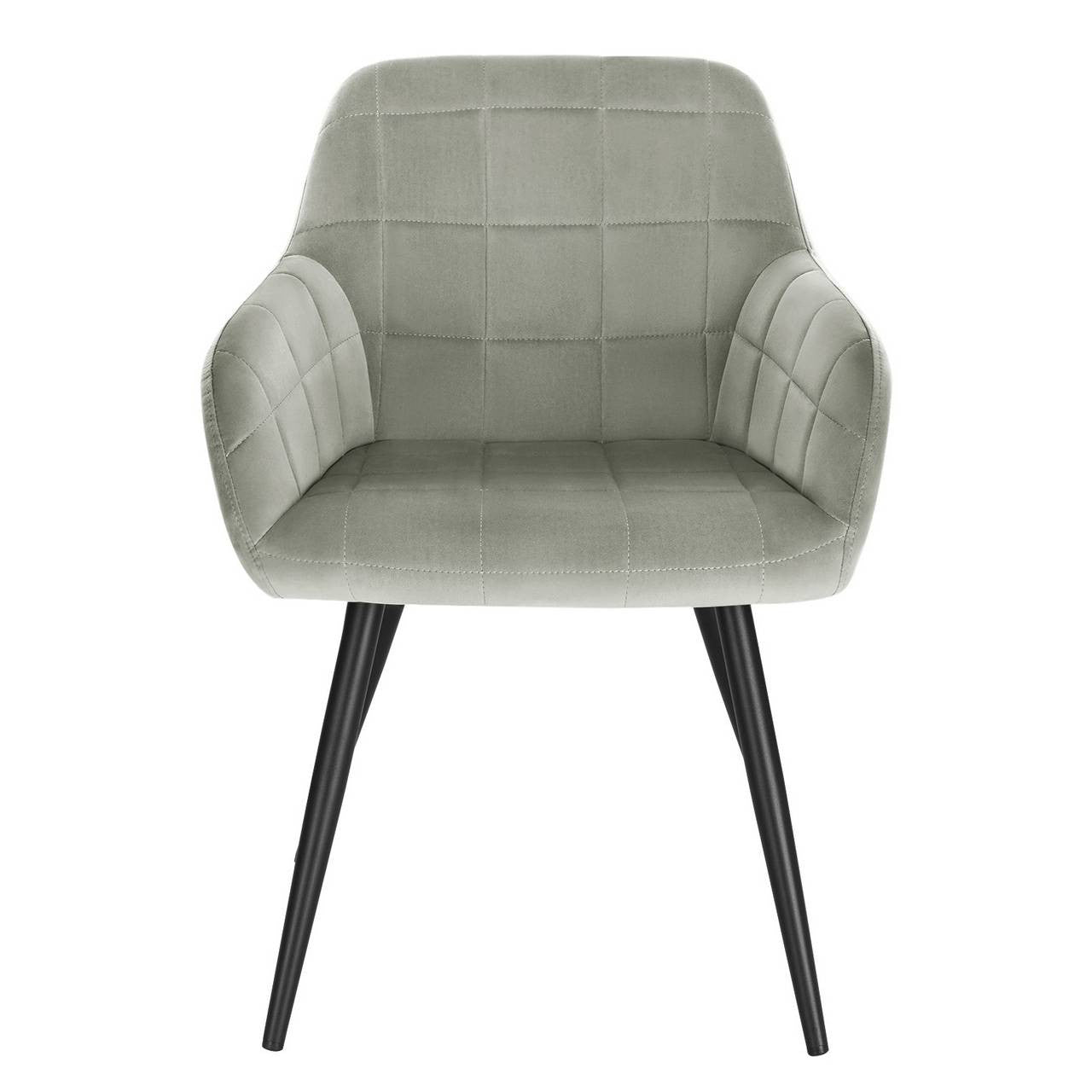 24goodz Velvet Dining Chair - High Comfort Design - Durable and Stylish - Velvet + Metal - Grey