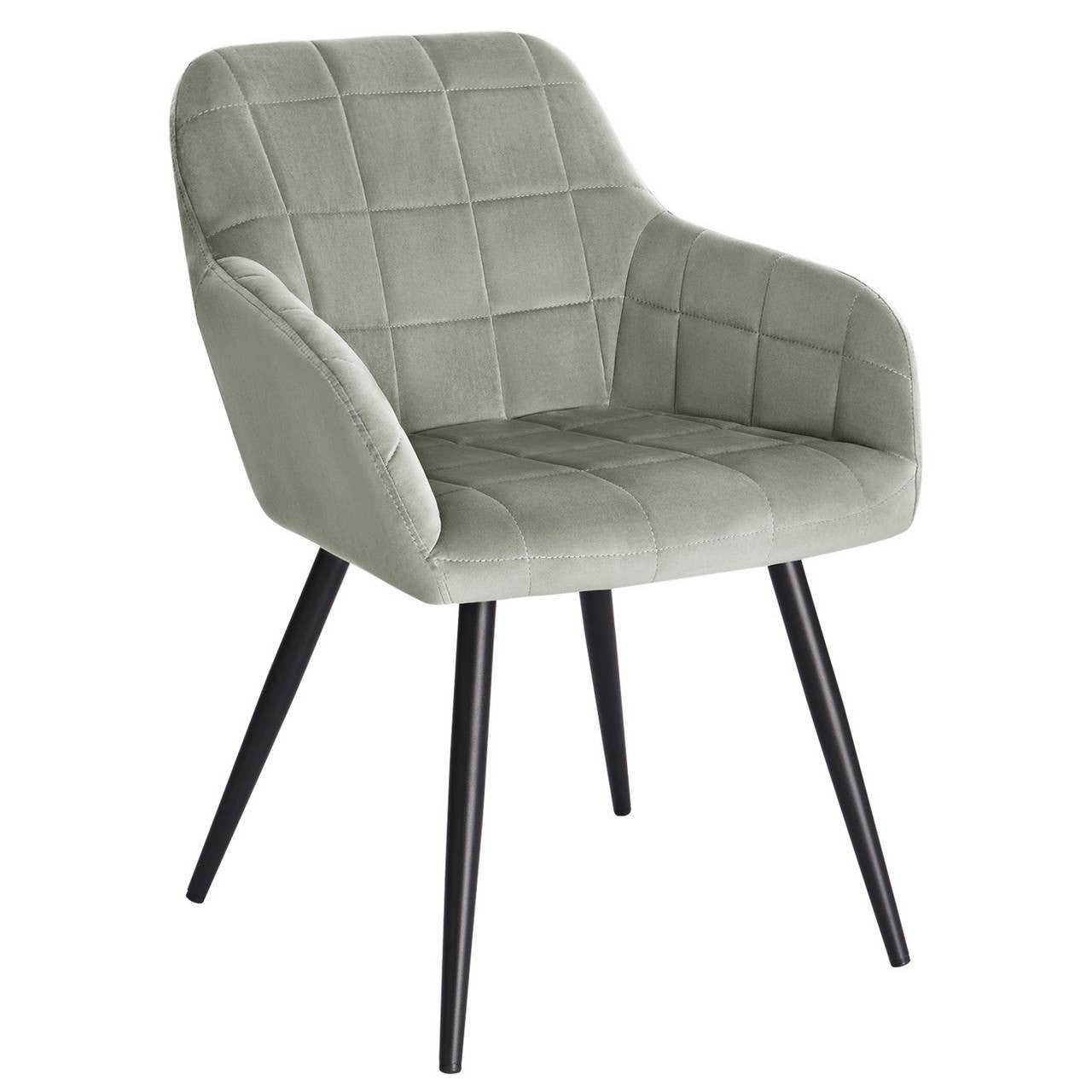 24goodz Velvet Dining Chair - High Comfort Design - Durable and Stylish - Velvet + Metal - Grey