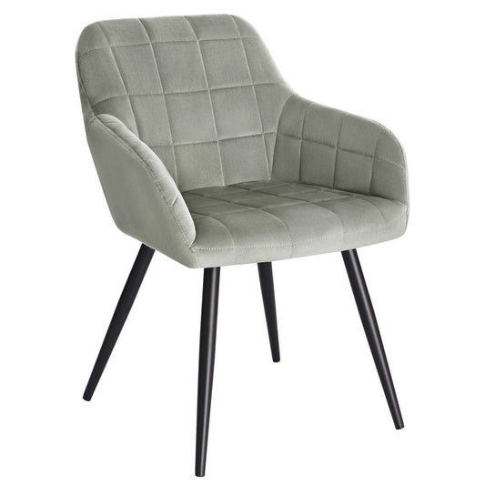 24goodz Velvet Dining Chair - High Comfort Design - Durable and Stylish - Velvet + Metal - Grey