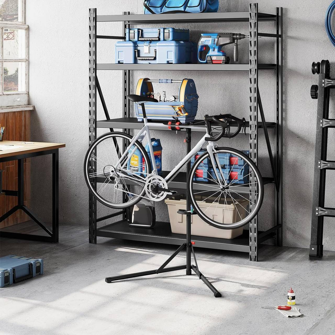24goodz Bike Repair Stand - Durable and Rust-Resistant - Adjustable Height - Metal - For All Bike Types - 165 cm