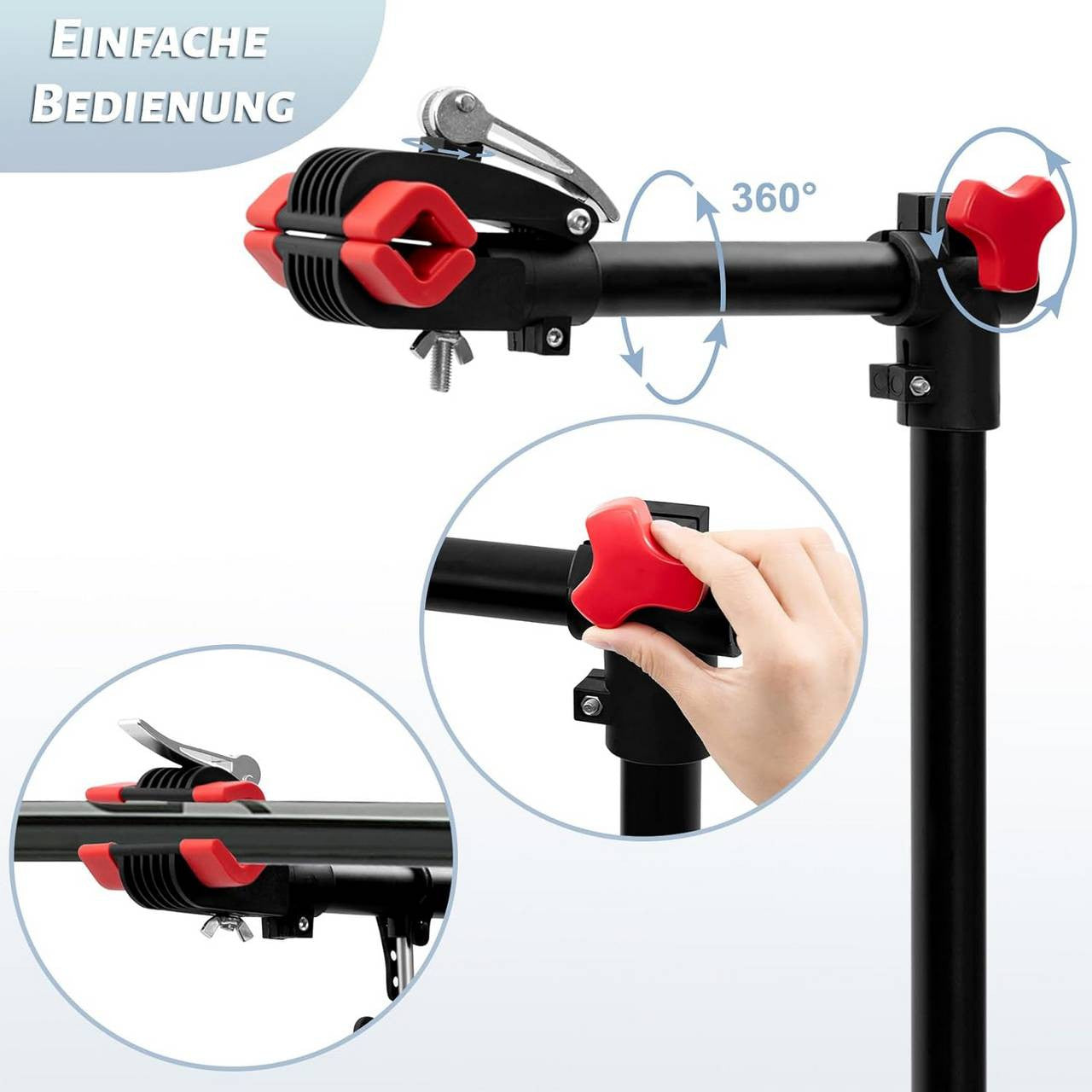24goodz Bike Repair Stand - Adjustable Height for Comfort - Sturdy Metal Construction - 25 kg Capacity - Black - 185 cm