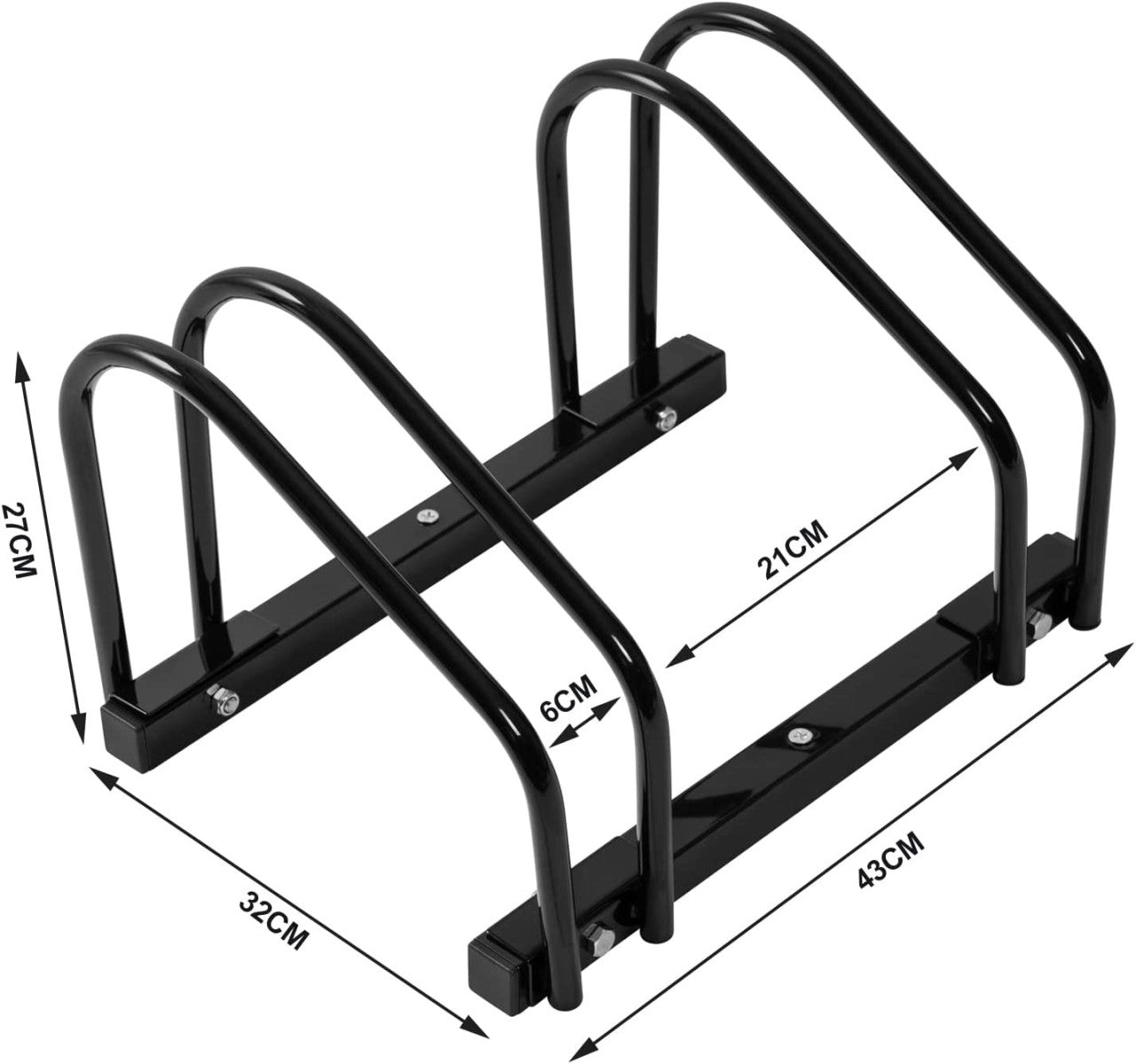 24goodz Bicycle Rack - Robust and Durable - Easy to Install - Galvanized Iron - Black - 40x32x26cm - sz