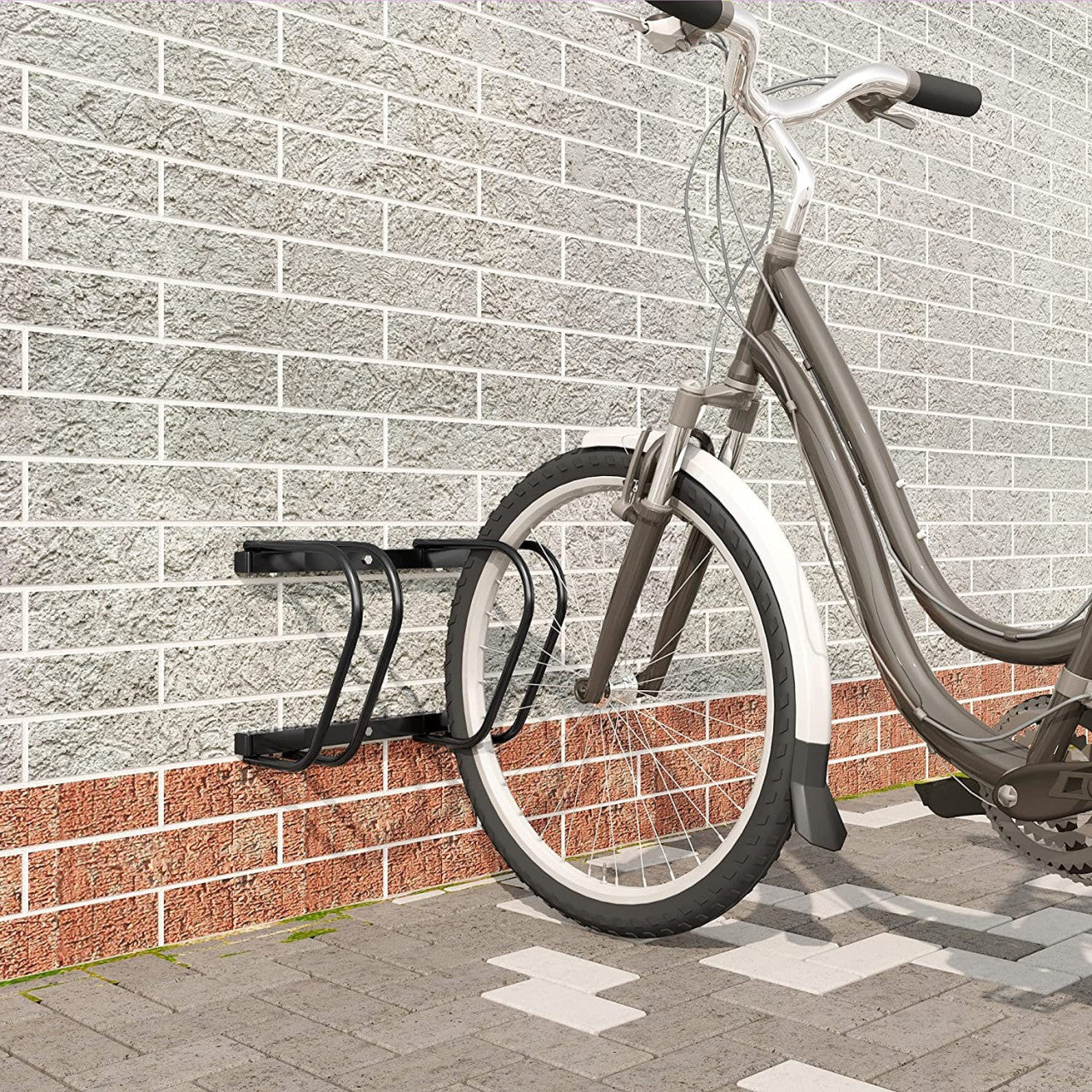 24goodz Bicycle Rack - Robust and Durable - Easy to Install - Galvanized Iron - Black - 40x32x26cm - sz