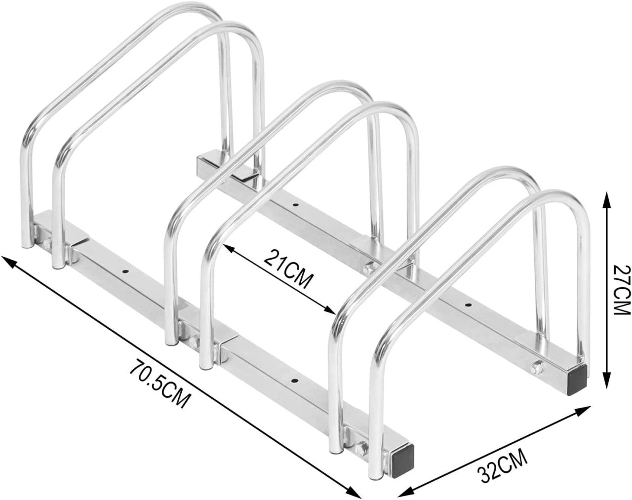24goodz Bicycle Rack - Robust and Durable - Easy to Install - Galvanized Iron - For All Bikes - Silver 70.5x32x27cm