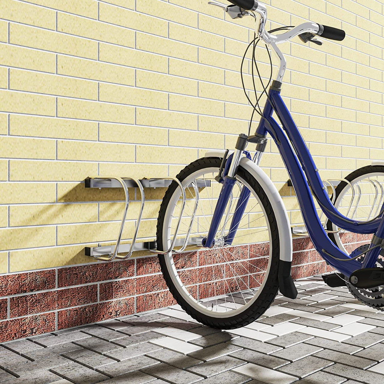 24goodz Bicycle Rack - Robust and Durable - Easy to Install - Galvanized Iron - For All Bikes - Silver 70.5x32x27cm