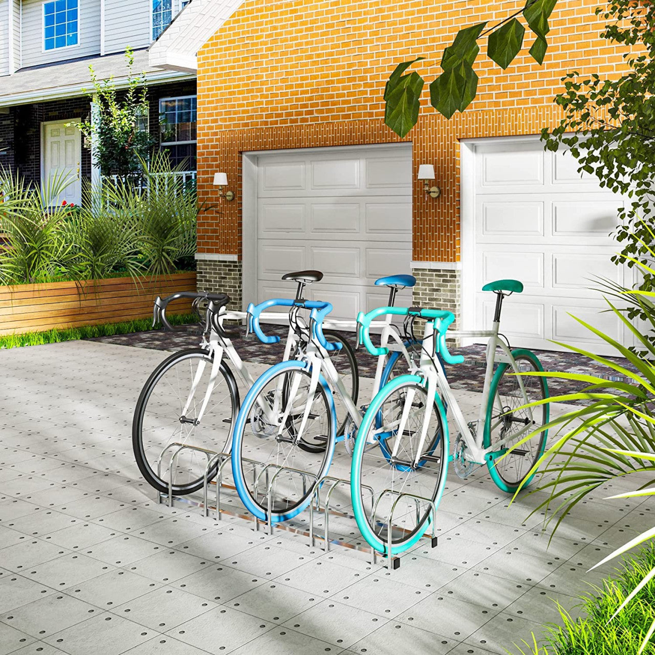 24goodz Bike Rack - Robust and Durable - Easy to Install - Galvanized Iron - For All Bike Types - 130.5 x 32 x 27 cm