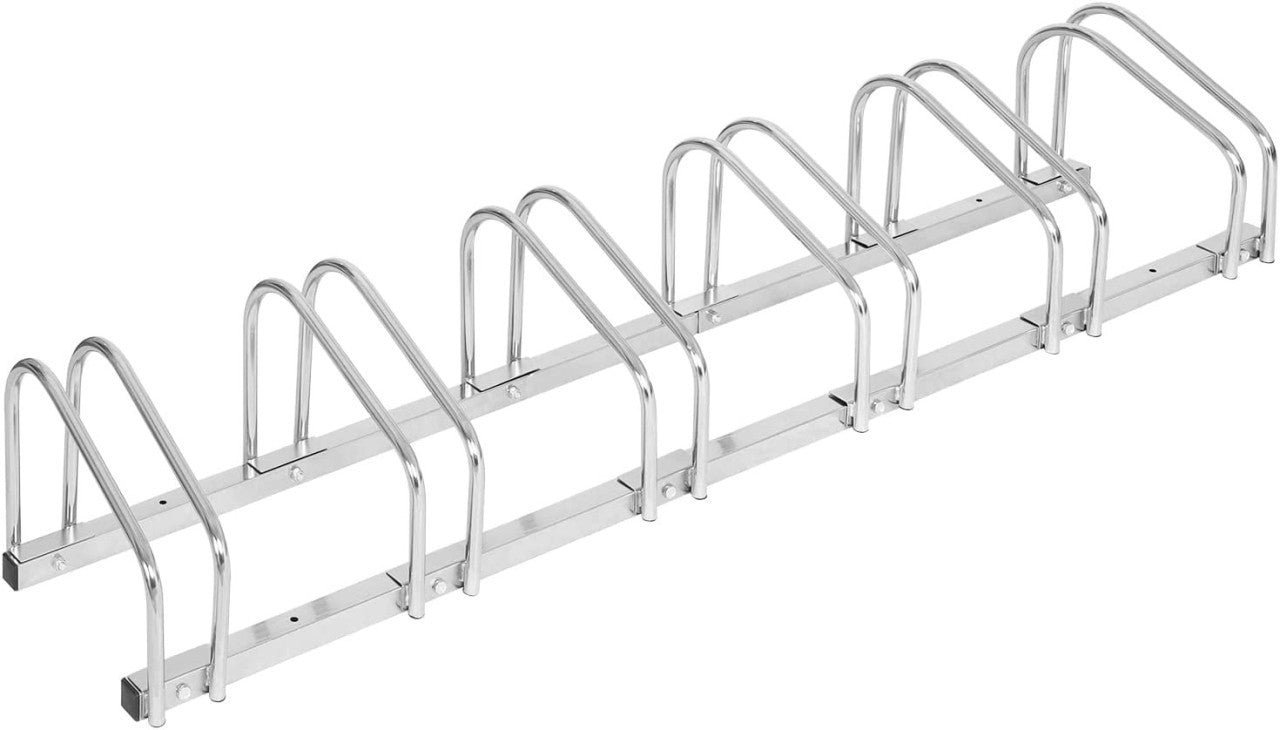 24goodz Bike Rack - Robust and Durable - Easy Installation - Galvanized Iron - For All Bike Types - Silver 160.5x32x27cm