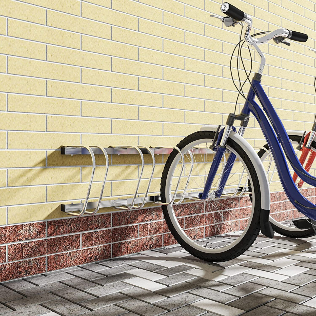 24goodz Bike Rack - Robust and Durable - Easy Installation - Galvanized Iron - For All Bike Types - Silver 160.5x32x27cm