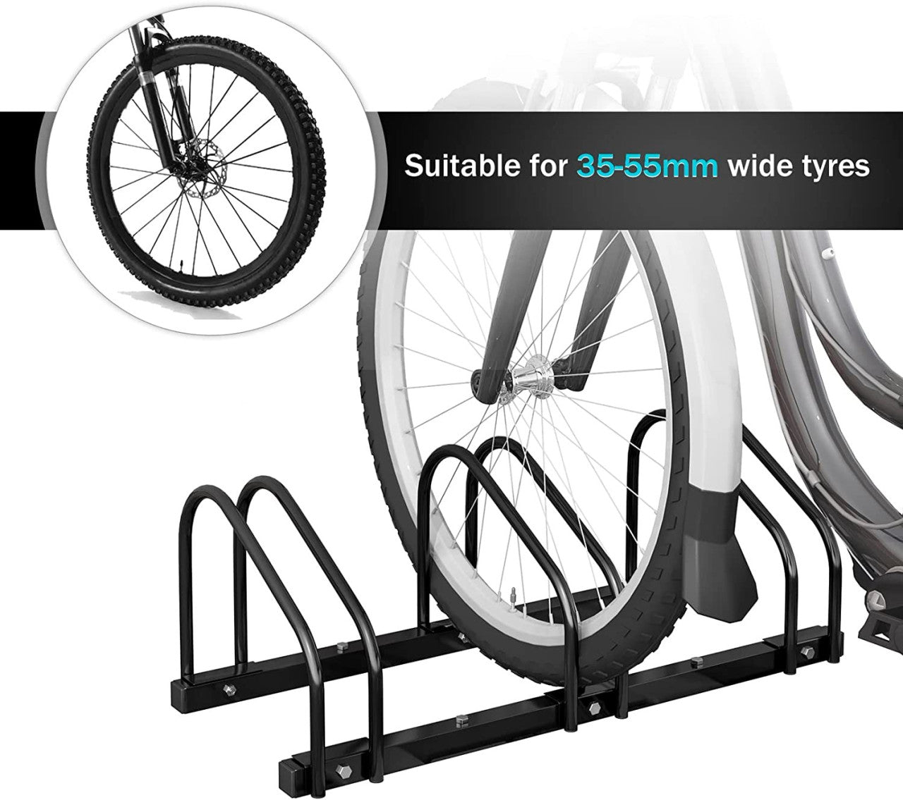 24goodz Bike Rack - Sturdy and Durable - Easy to Assemble - Galvanized Iron - Black - 70.5x32x27cm - sz