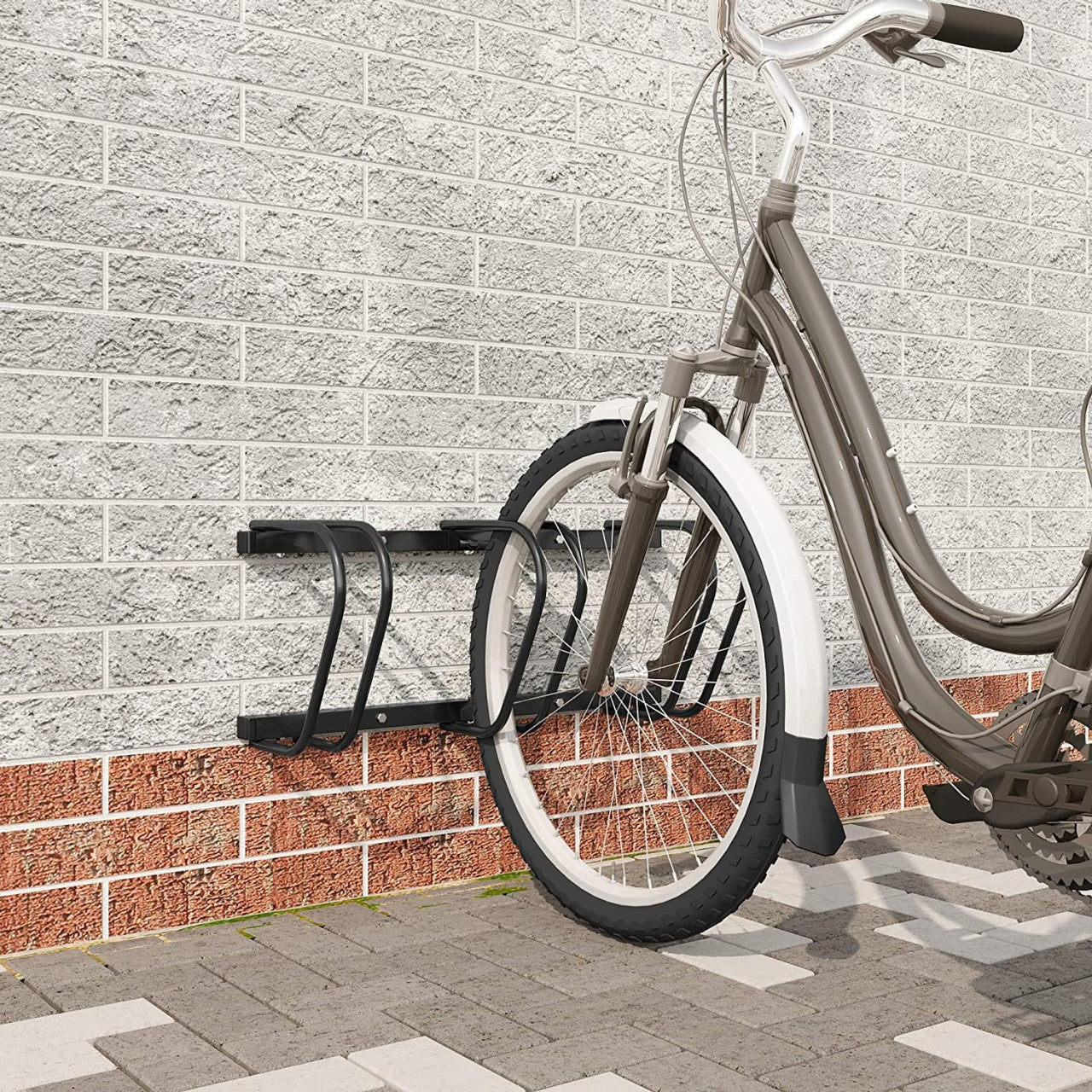 24goodz Bike Rack - Sturdy and Durable - Easy to Assemble - Galvanized Iron - Black - 70.5x32x27cm - sz