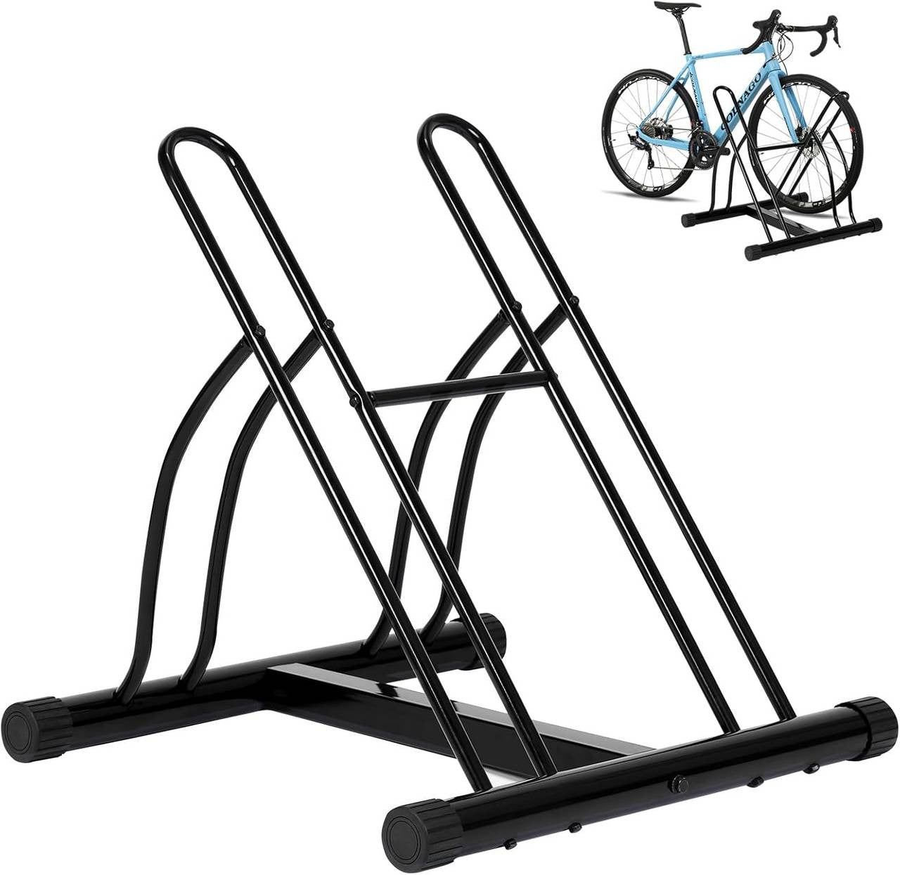 24goodz Bike Stand for 2 Bikes - Robust and Durable - Iron - For Home and Garden - Black - 61 x 57 x 54 cm
