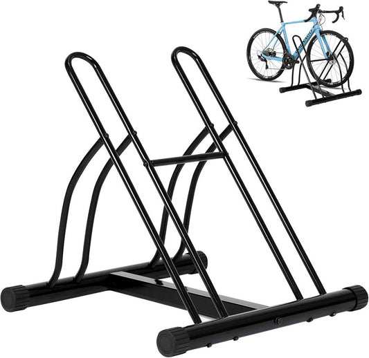 24goodz Bike Stand for 2 Bikes - Robust and Durable - Iron - For Home and Garden - Black - 61 x 57 x 54 cm