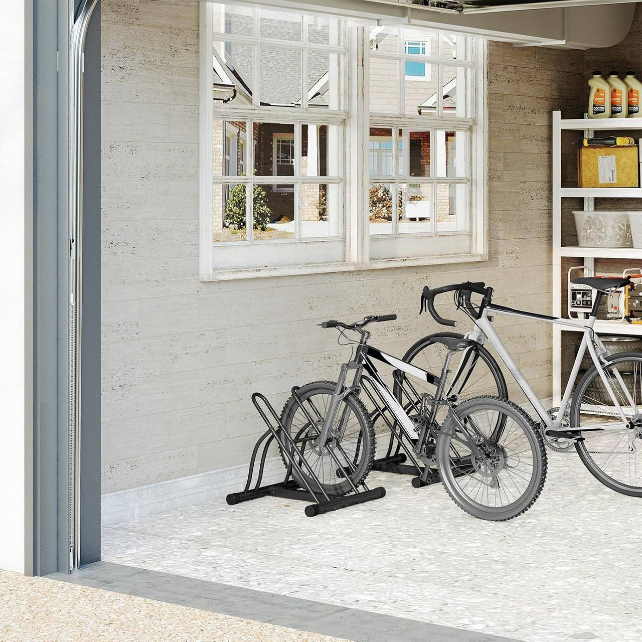 24goodz Bike Stand for 2 Bikes - Robust and Durable - Iron - For Home and Garden - Black - 61 x 57 x 54 cm