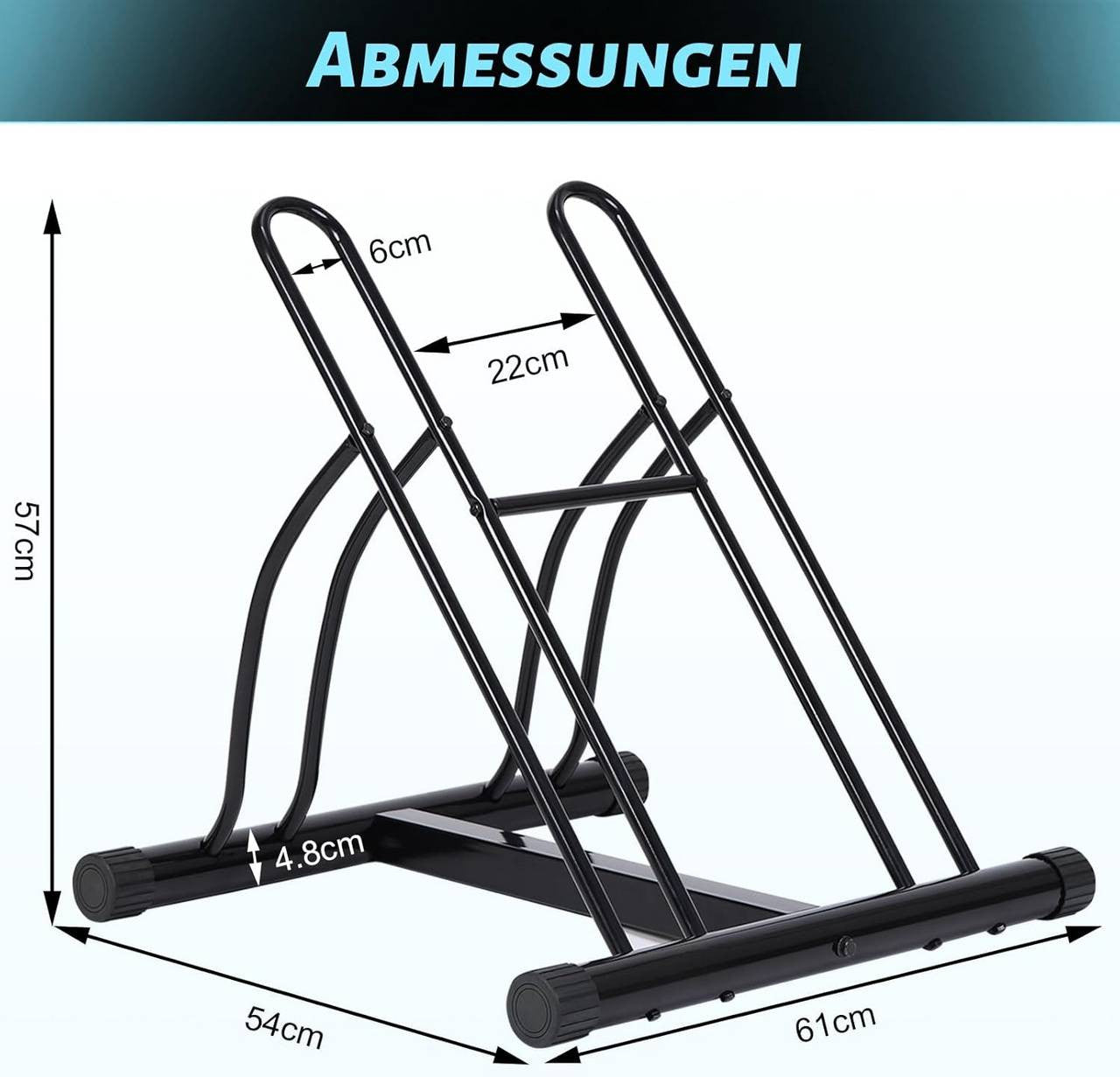24goodz Bike Stand for 2 Bikes - Robust and Durable - Iron - For Home and Garden - Black - 61 x 57 x 54 cm