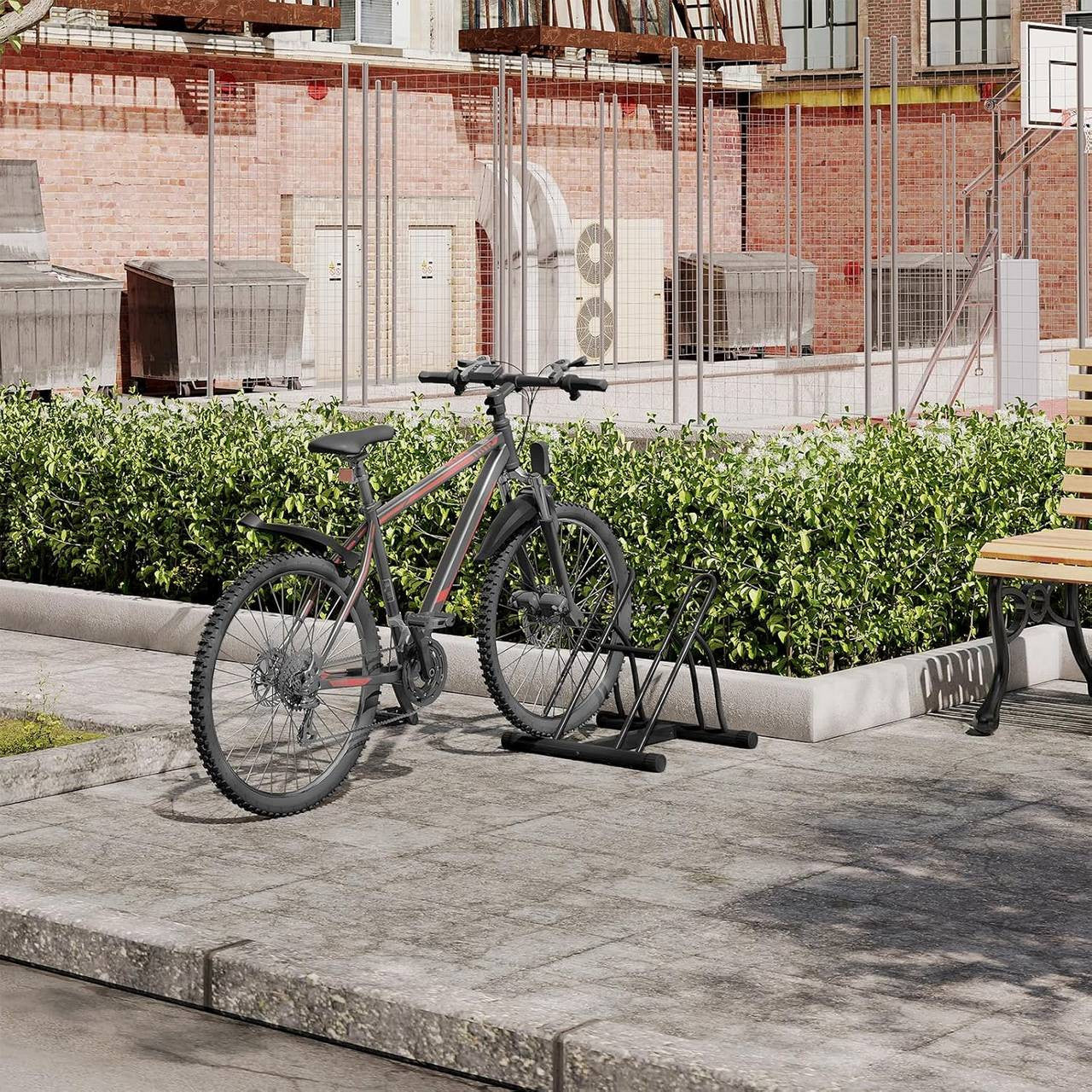 24goodz Bike Stand for 2 Bikes - Robust and Durable - Iron - For Home and Garden - Black - 61 x 57 x 54 cm