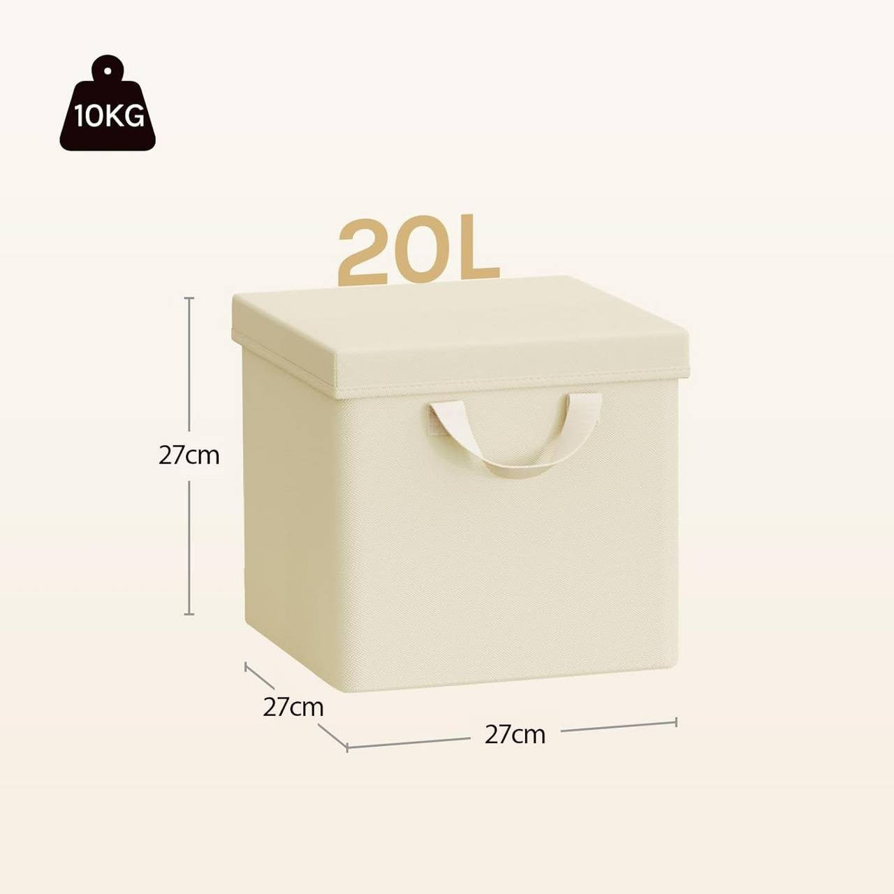 24goodz Foldable Storage Boxes Set of 3 - Durable and Versatile - Polyester and Metal Frame - For Home Organization - Cream