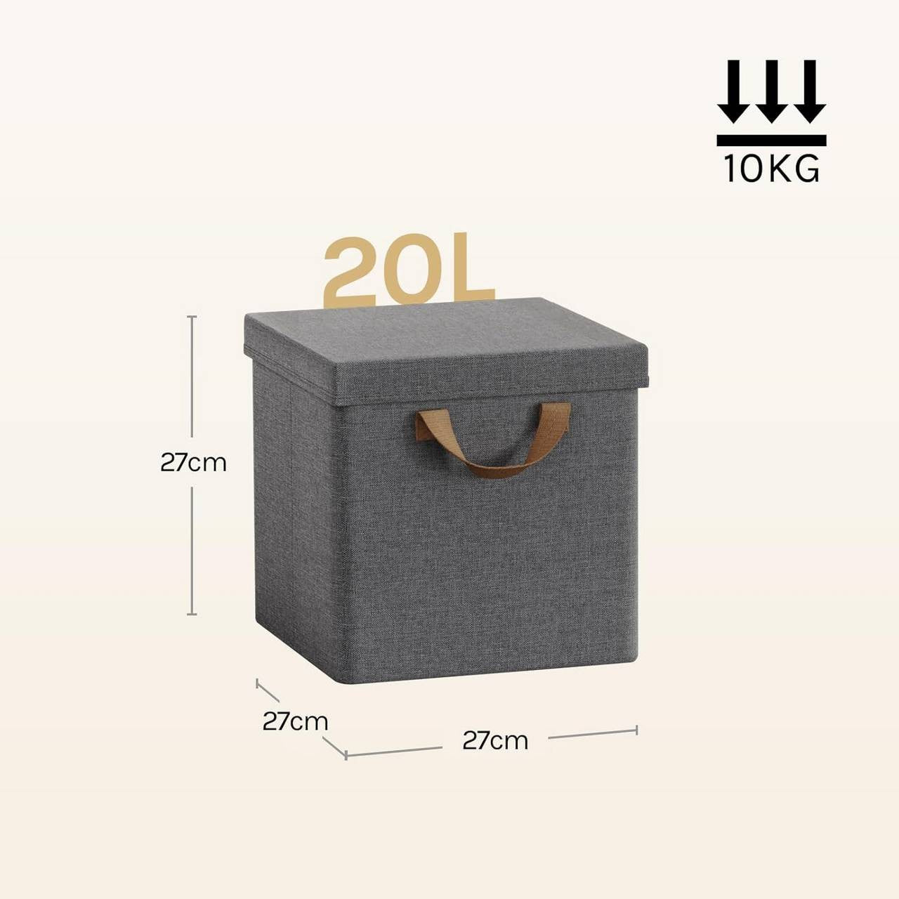24goodz Foldable Storage Boxes Set of 5 - Durable and Stylish - Polyester and Metal Frame - For Home Organization - Grey