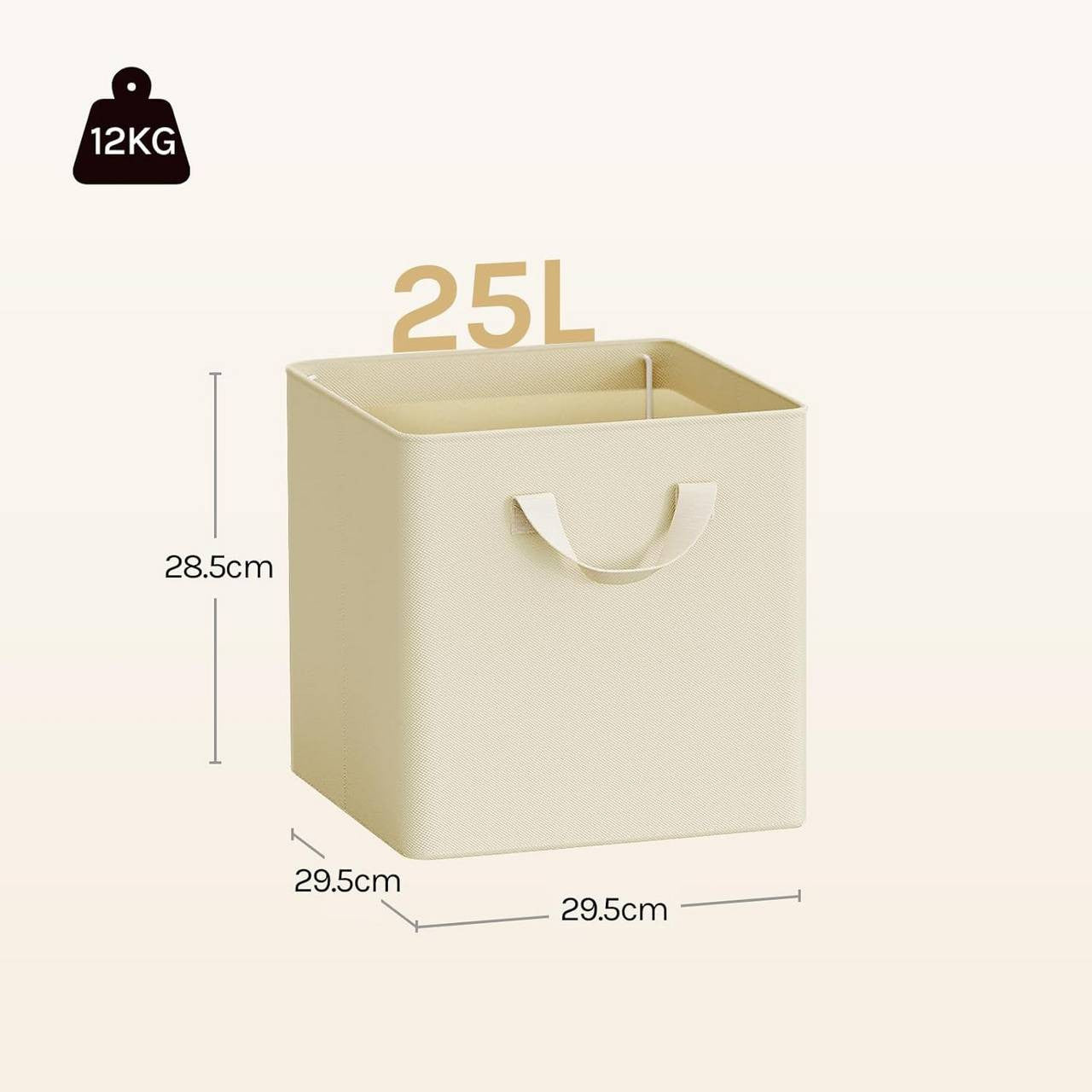 24goodz Foldable Storage Boxes Set of 5 - Durable and Versatile - Polyester and Metal - For Home Organization - Cream