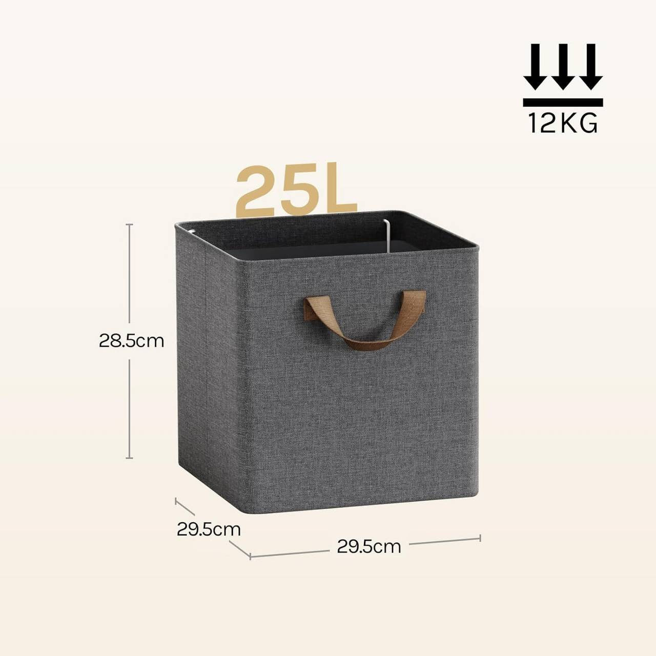 24goodz Foldable Storage Boxes Set of 5 - Durable and Versatile - Polyester and Metal - For Home Organization - Grey