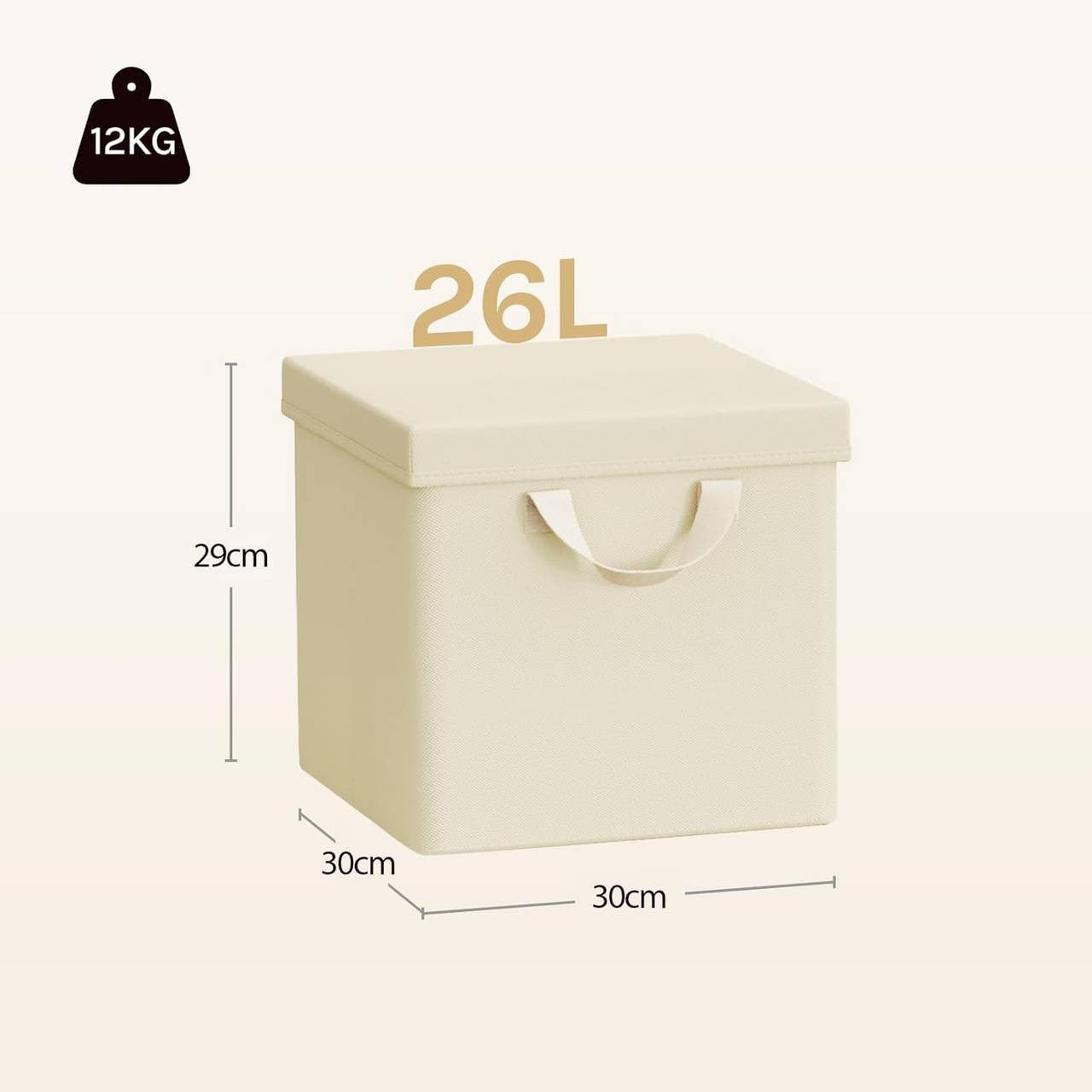 24goodz Foldable Storage Boxes Set of 3 - Durable Metal Frame - Versatile Use - Polyester - For Home Organization - Cream