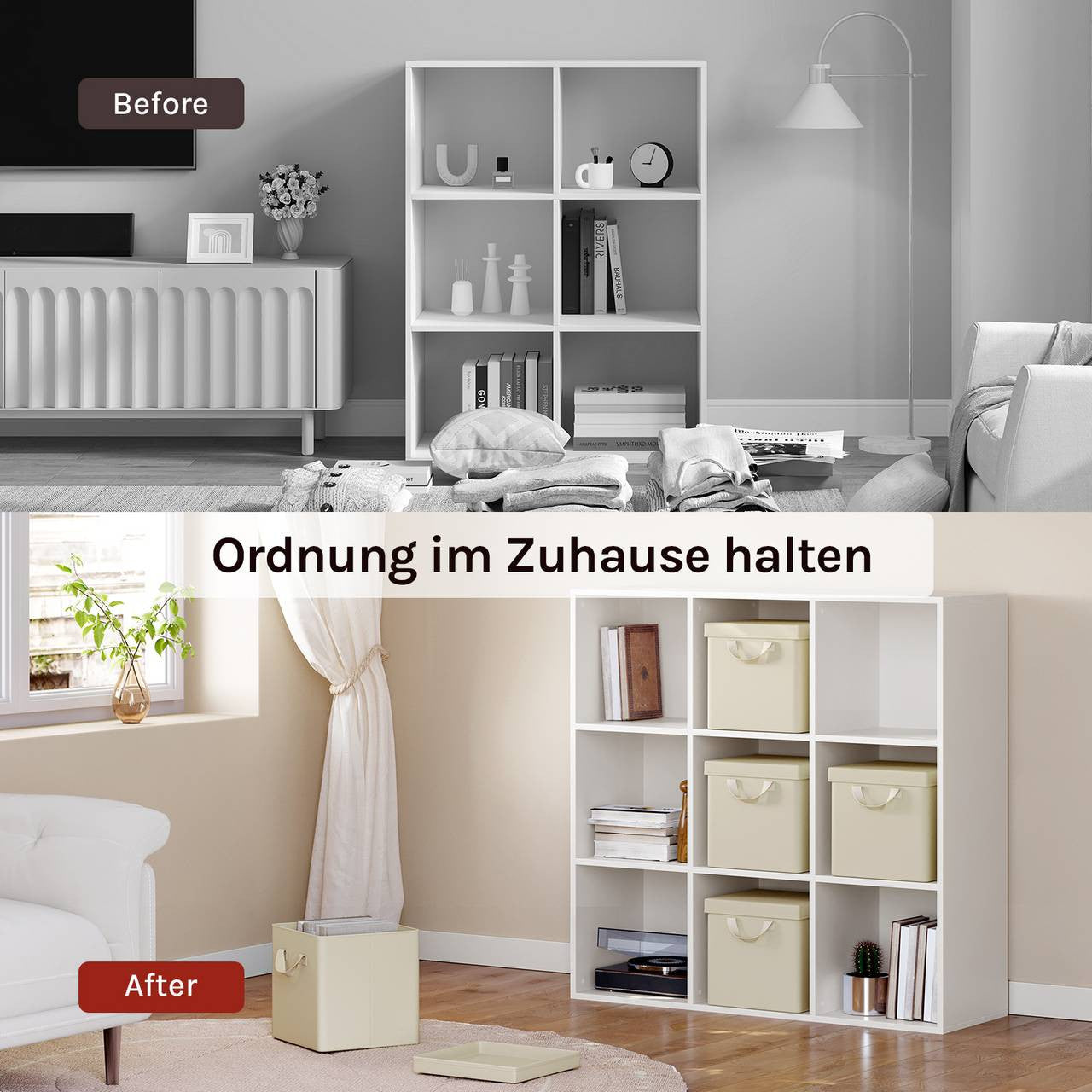 24goodz Foldable Storage Boxes Set of 3 - Durable and Versatile - Polyester and Metal Frame - For Home Organization - Cream