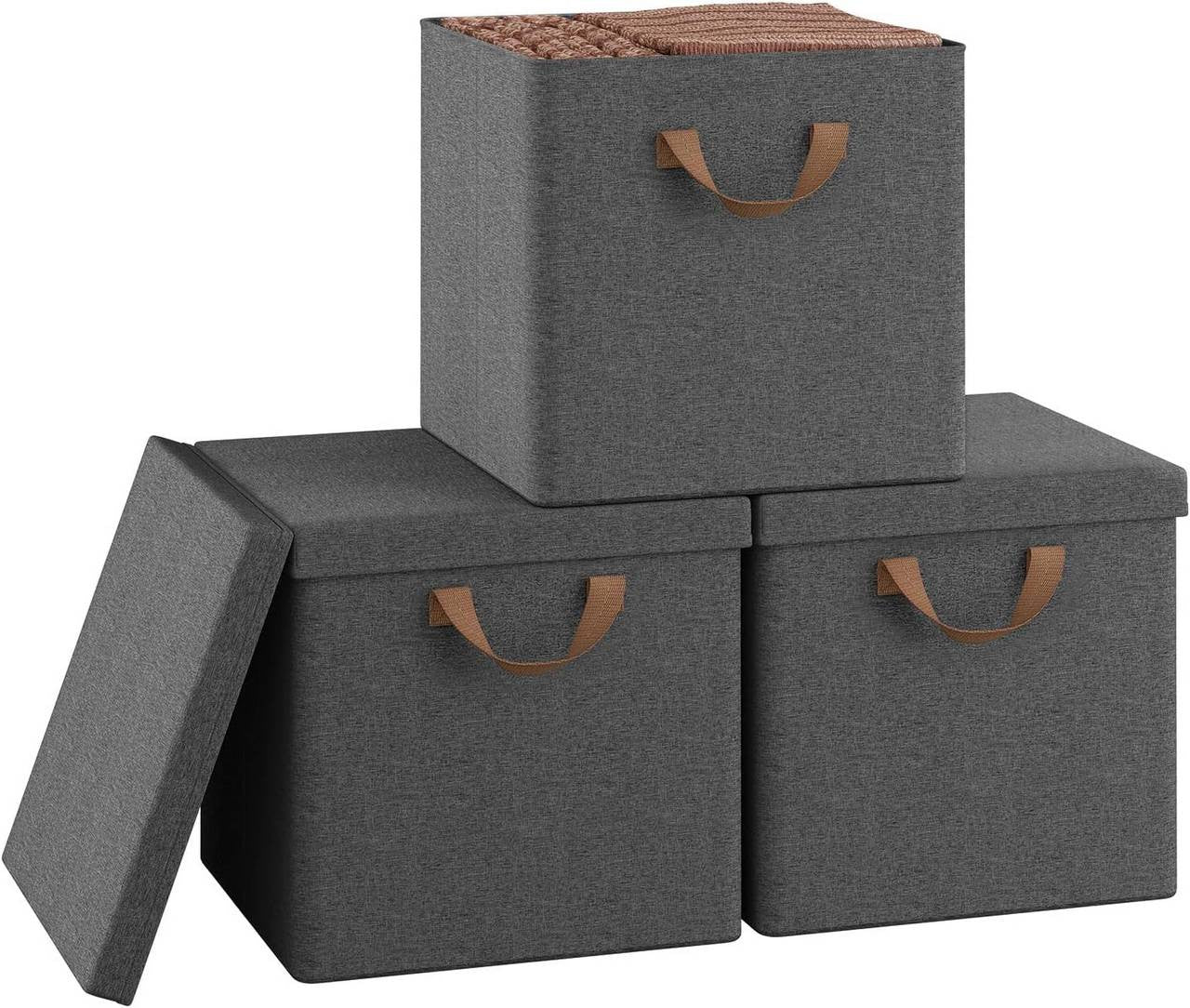 24goodz Foldable Storage Boxes - Durable and Versatile - Polyester and Metal Frame - For Home Organization - Grey