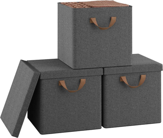 24goodz Foldable Storage Boxes - Durable and Versatile - Polyester and Metal Frame - For Home Organization - Grey