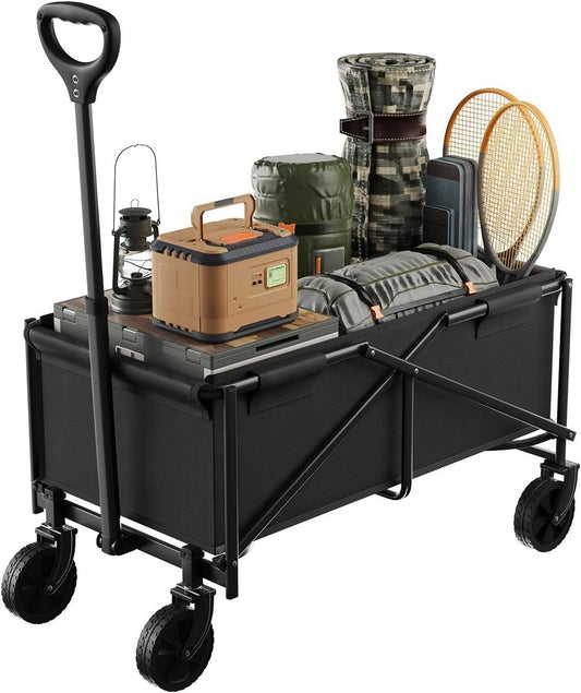 24goodz Foldable Hand Cart - Flexible Mobility - Durable Materials - Metal and Oxford Fabric - Black/Gray