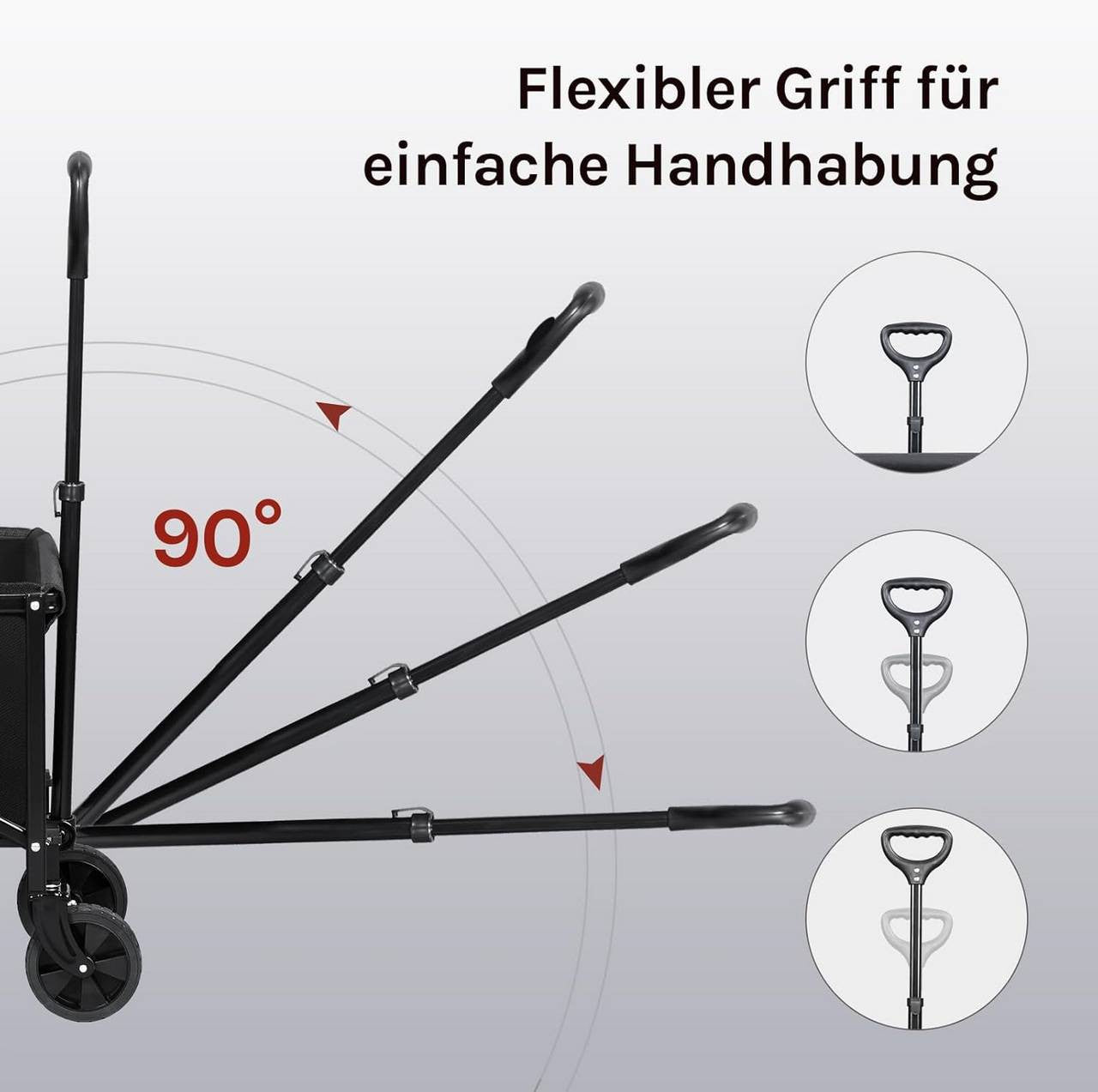 24goodz Foldable Hand Cart - Flexible Mobility - Durable Materials - Metal and Oxford Fabric - Black/Gray