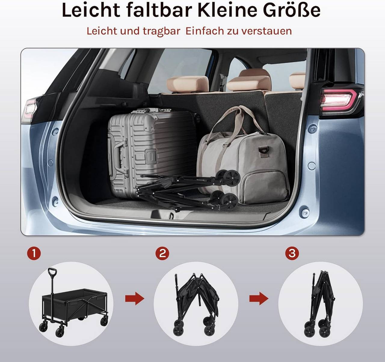 24goodz Foldable Hand Cart - Flexible Mobility - Durable Materials - Metal and Oxford Fabric - Black/Gray