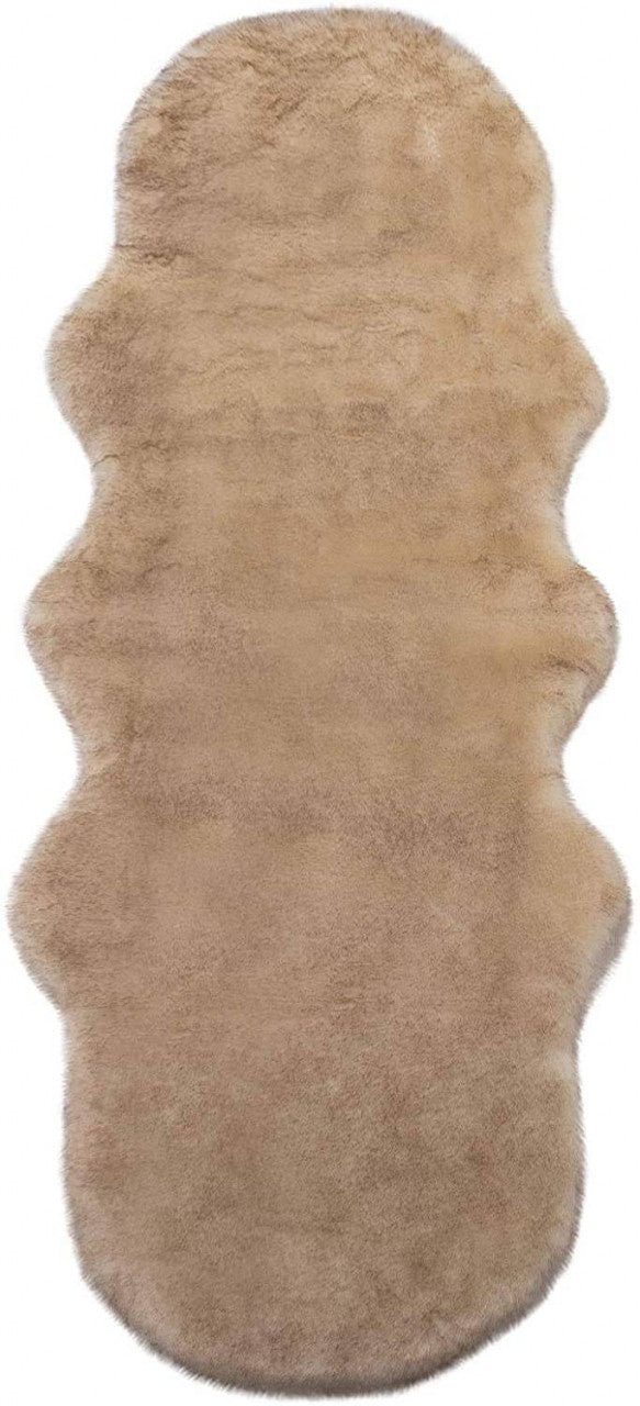 24goodz Faux Bear Fur Rug - Soft and Cozy - Temperature Regulating - Polyester - Brown - 60 x 180 cm - wsb