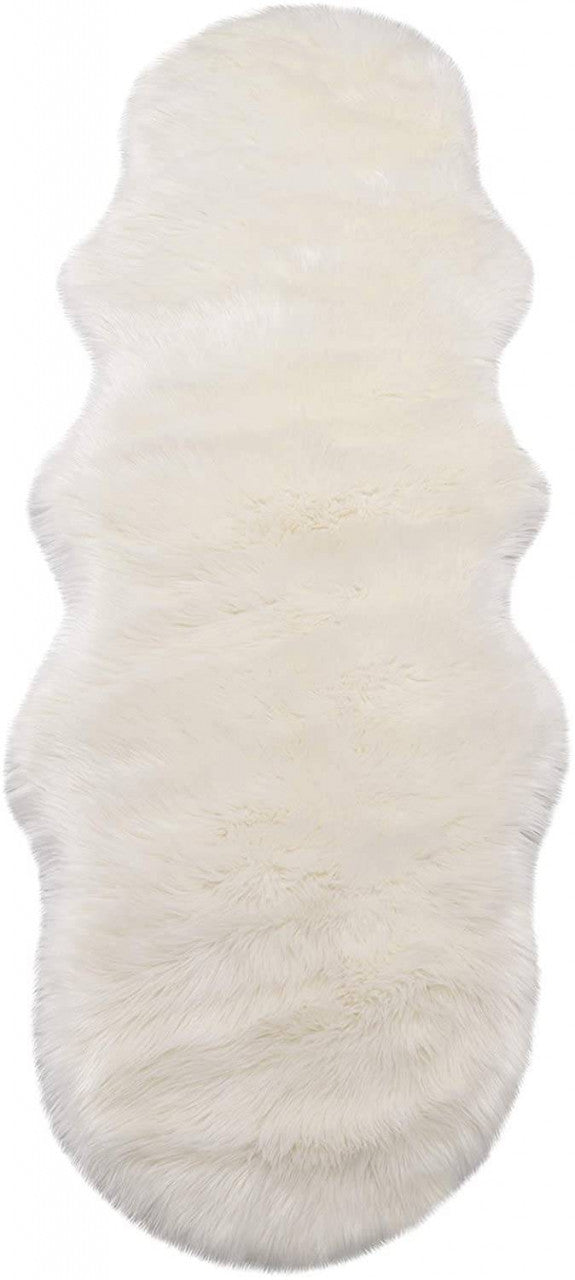 24goodz Faux Sheepskin Long Hair Throw Blanket - Soft and Cozy - Polyester - For Home and Office - White 60x180cm - ws