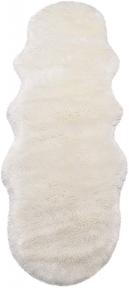 24goodz Faux Sheepskin Long Hair Throw Blanket - Soft and Cozy - Polyester - For Home and Office - White 60x180cm - ws